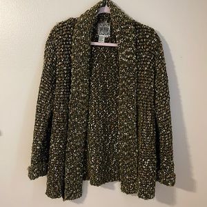 Boho Chunky Knit Green cardigan sweater M